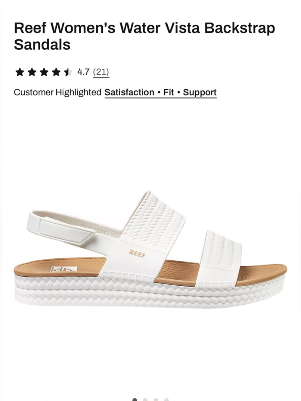 Reef Women's Water Vista Backstrap Sandals - White with Tan Footbed